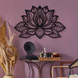 Wallity Lotus - APT524MS Escultura de Pared de Metal Negra